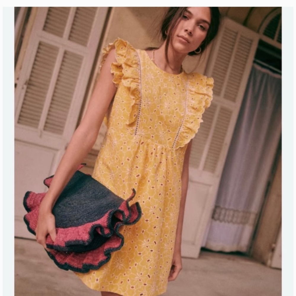Sezane Chacha Dress Jaune Ecru - Size 46